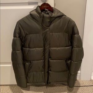 Everlane Renew Olive Hooded Puffer Coat